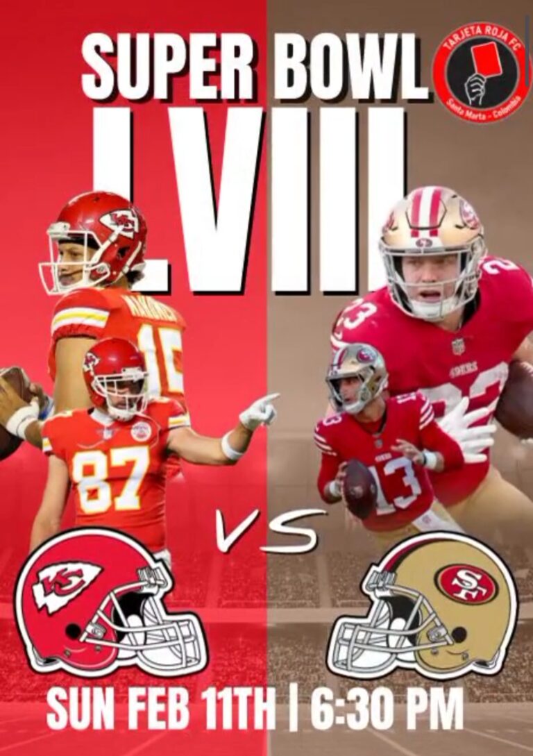 Catch the action of Super Bowl 58 live at Tarjeta Roja Sports Bar Santa Marta this Sunday, February 11th! The San Francisco 49ers and the Kansas City Chiefs are set to clash in what promises to be an electrifying encounter. This matchup marks only the fourth time since 2015 that these two teams have faced off, with two of those meetings being Super Bowl showdowns. Kansas City emerged victorious in the last Super Bowl encounter in 2020, heralding the beginning of Patrick Mahomes' championship reign. The Chiefs have since returned to the pinnacle of the sport twice, while the 49ers make their first appearance since their defeat to Kansas City in Miami. It's been a decade since San Francisco last triumphed over the Chiefs, making this upcoming game in Las Vegas all the more significant. A win wouldn't just be sweet because it dethrones the Chiefs; it would also crown the 49ers with a long-awaited title under the guidance of Kyle Shanahan. Join us for what promises to be an unforgettable Super Bowl showdown!